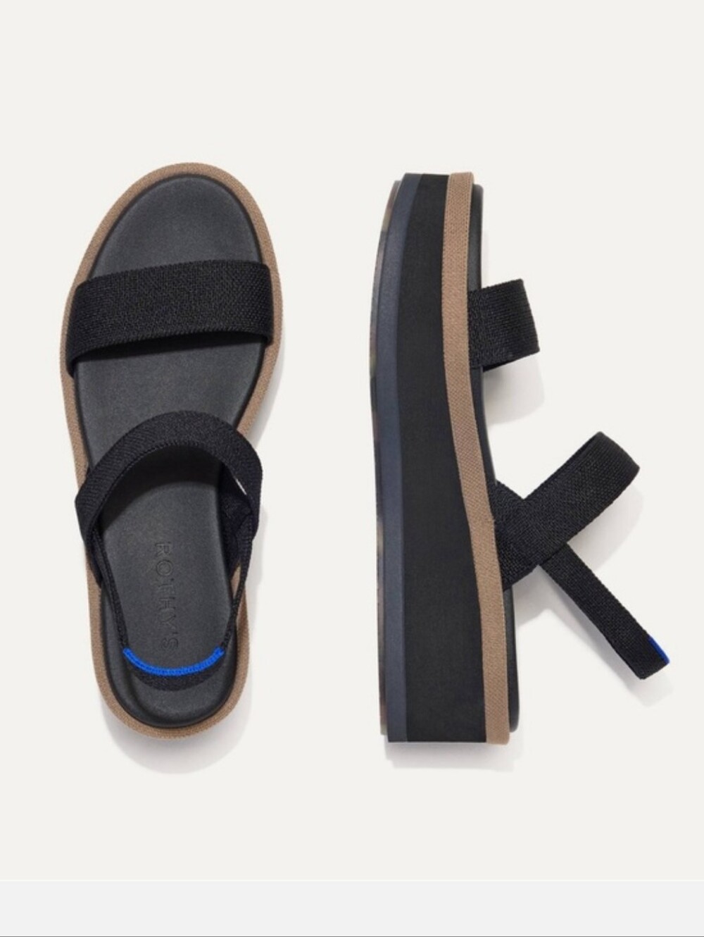 Rothy's The Lightweight Wedge Black Platform Sandals Black
